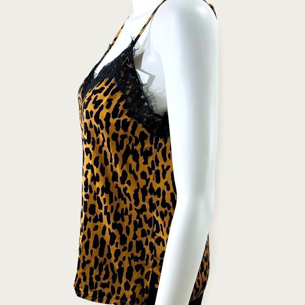 BP Leopard Print Satin Lace Camisole Brown XS NWT - Picture 3 of 7
